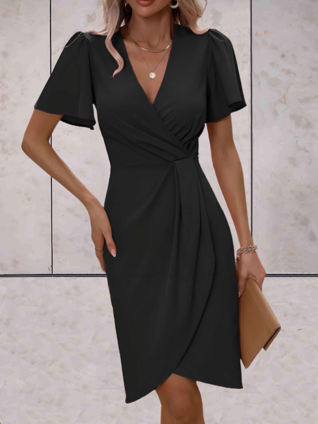 Classic V-neck wrap dress