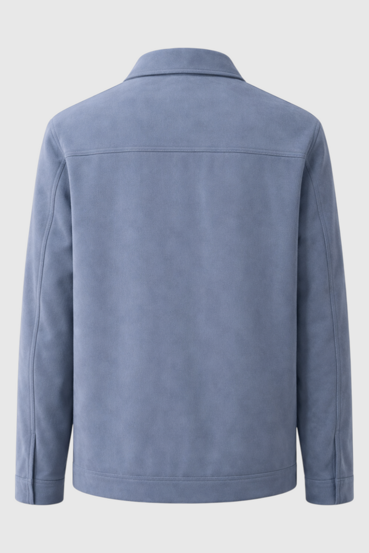 Chaqueta de ante azul para hombre | Cremallera delantera y corte regular