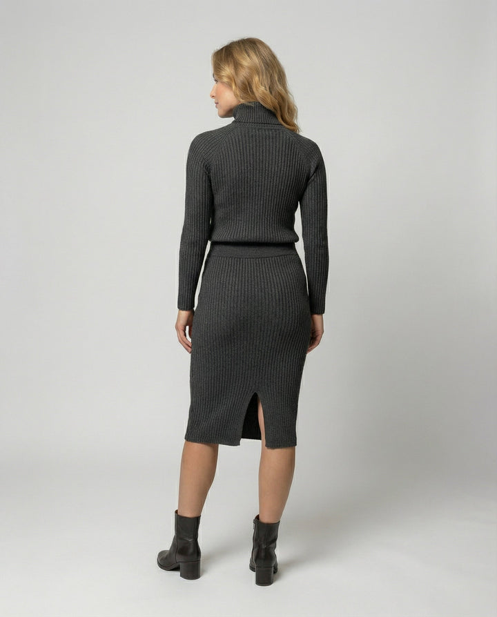 Knit Midi Dress with Turtleneck