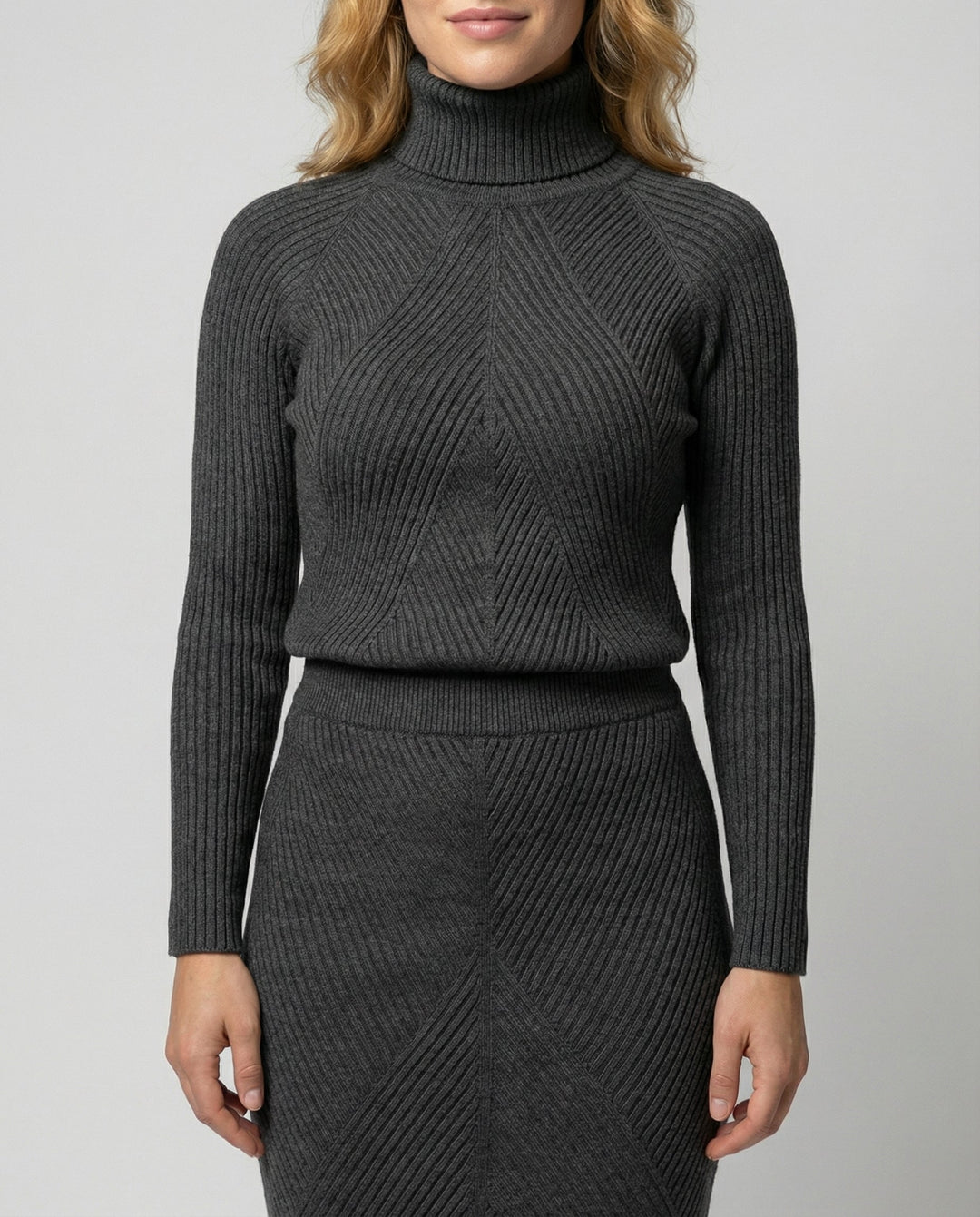 Knit Midi Dress with Turtleneck