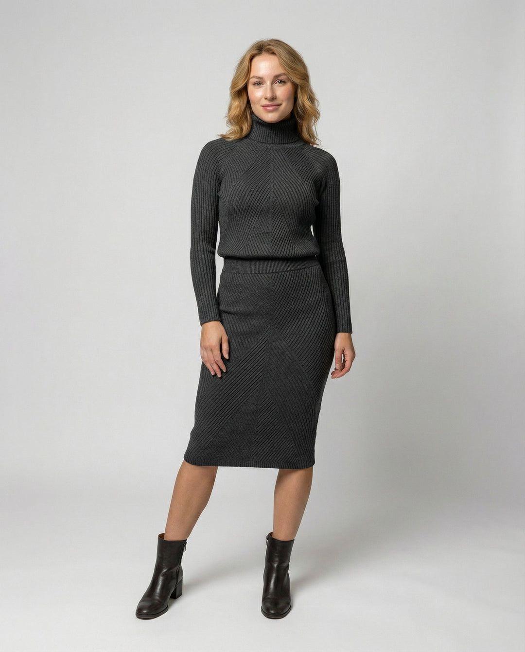 Knit Midi Dress with Turtleneck