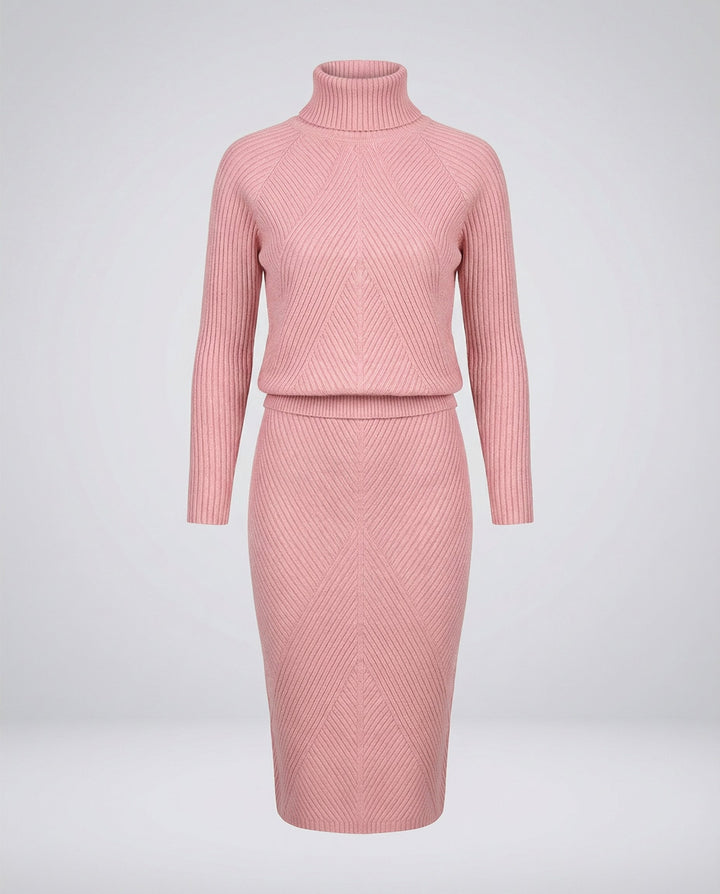 Knit Midi Dress with Turtleneck