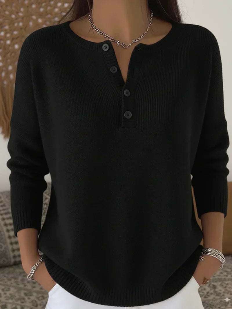 Ernesta | Knitted Sweater with Henley Buttons