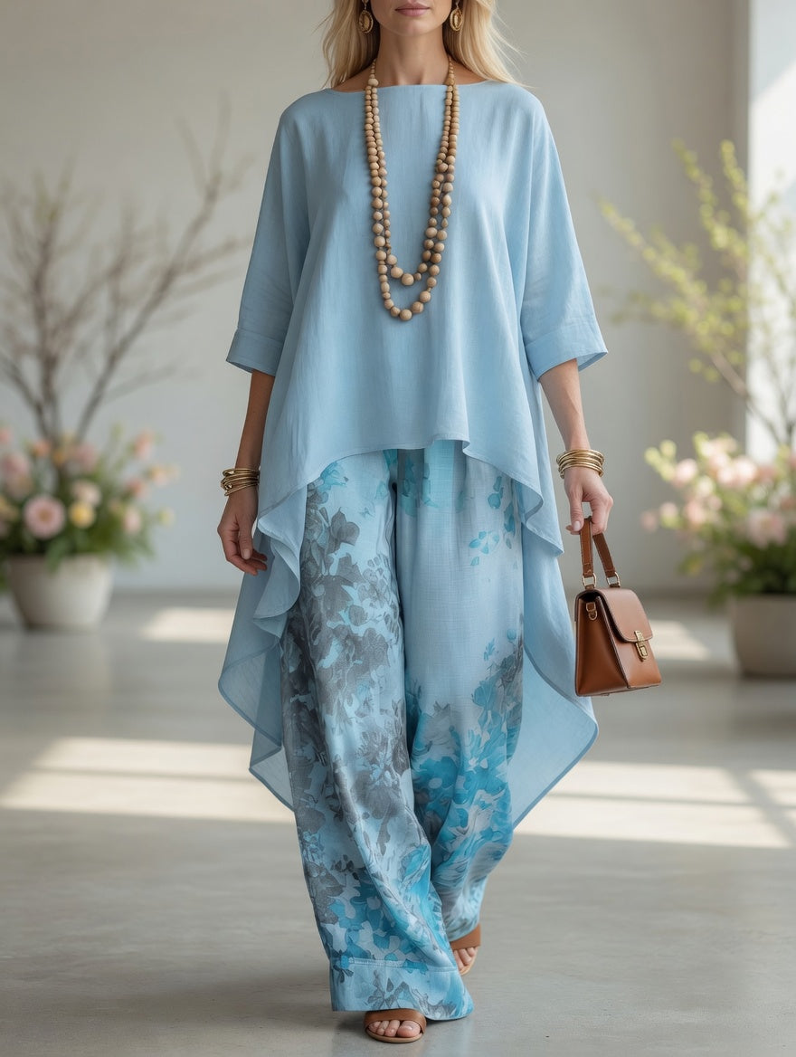 Luna | Ensemble tunique et pantalon large à motif floral