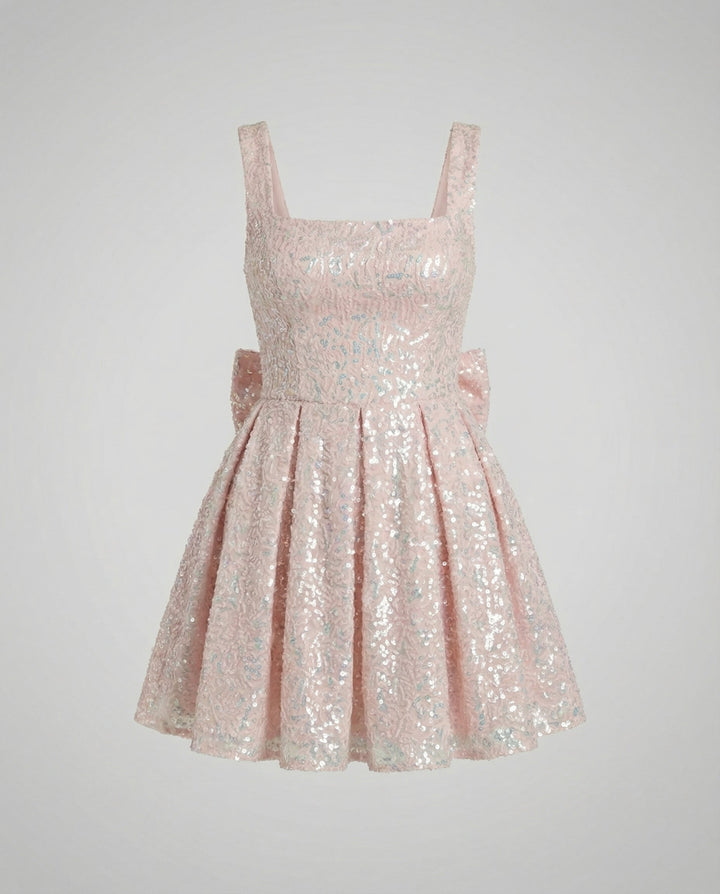 Sequin Sleeveless Bow Mini Dress