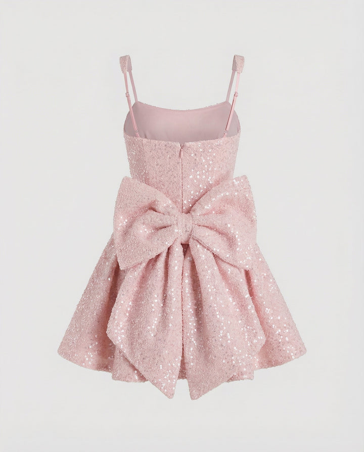 Sequin Sleeveless Bow Mini Dress