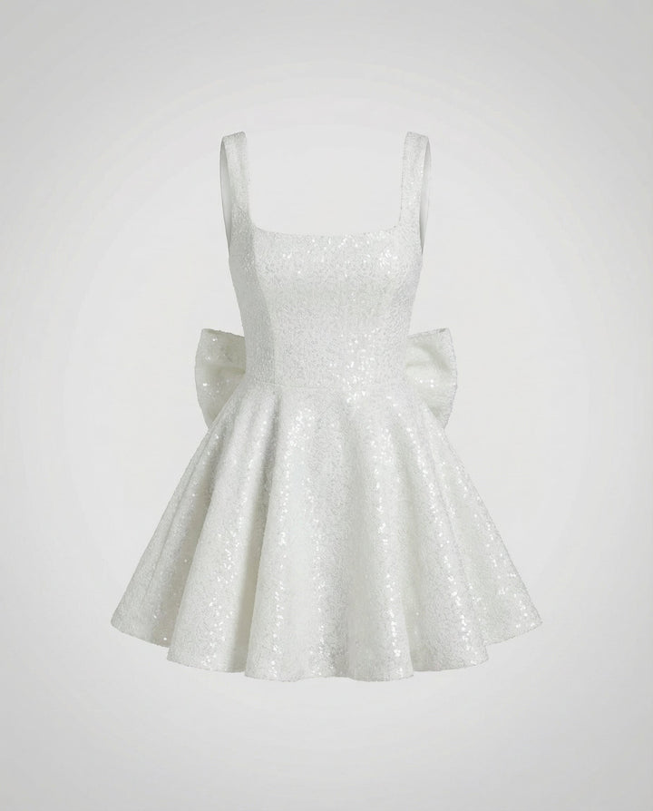 Sequin Sleeveless Bow Mini Dress