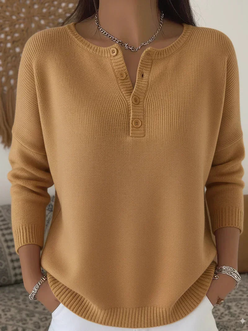 Ernesta | Knitted Sweater with Henley Buttons