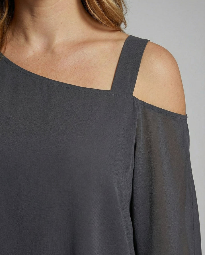 Chiffon Cold Shoulder Evening Dress Set