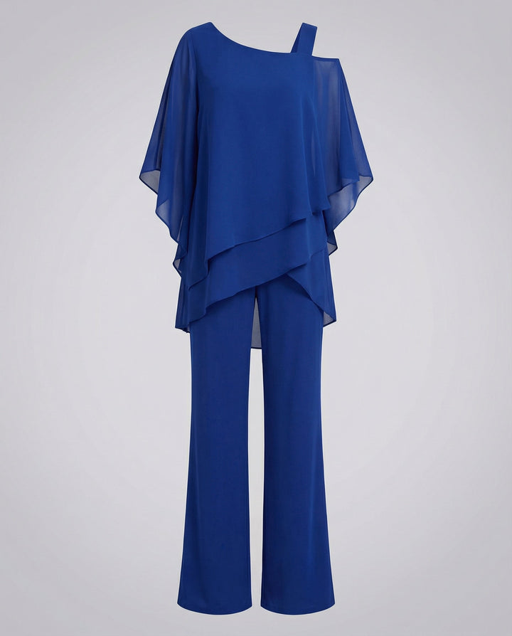 Chiffon Cold Shoulder Evening Dress Set