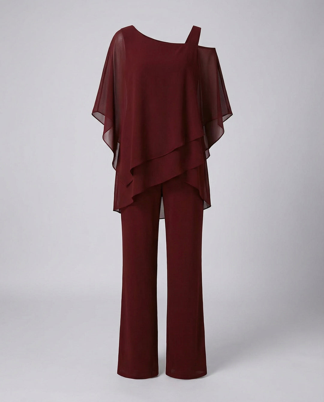 Chiffon Cold Shoulder Evening Dress Set