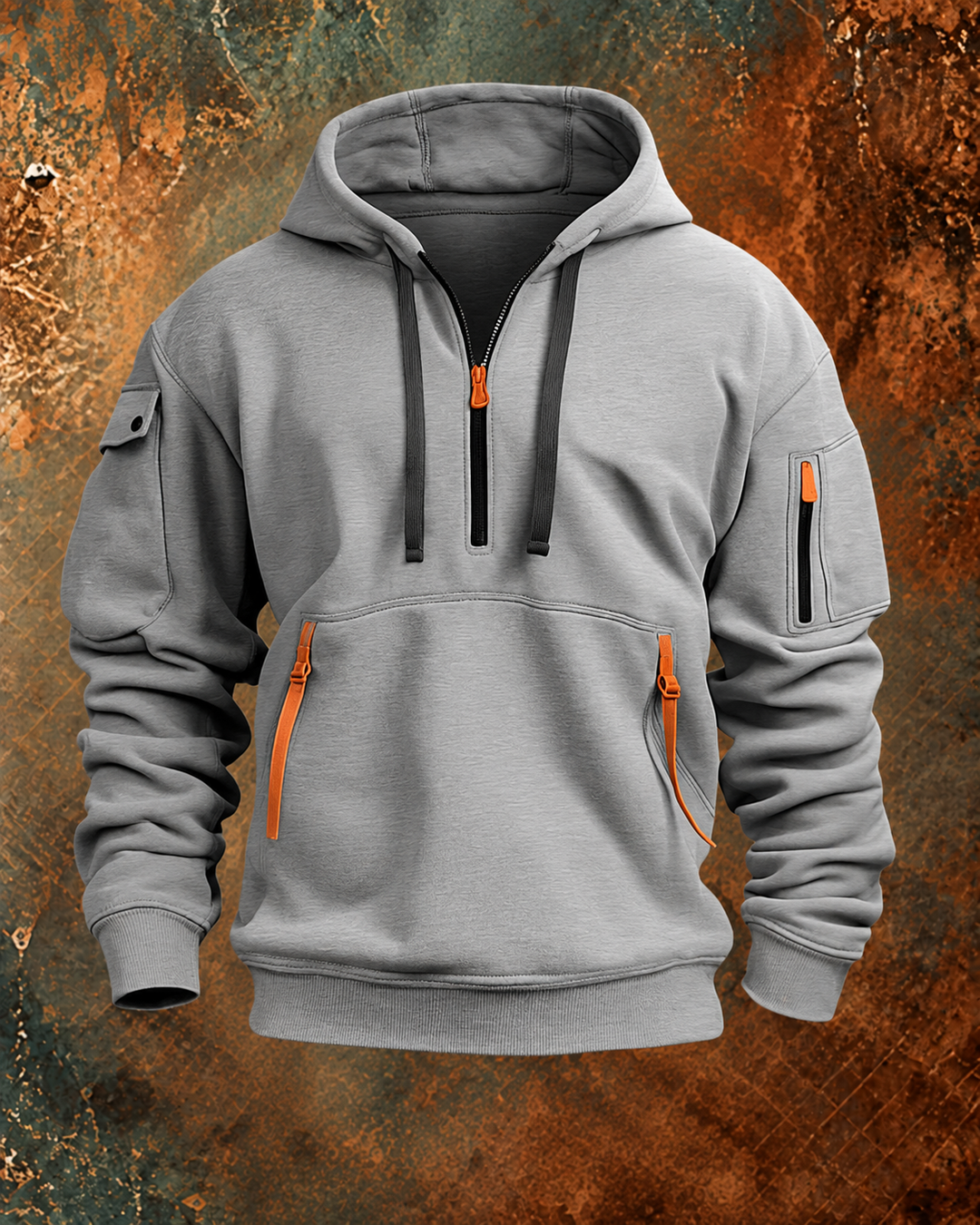 Sweat à capuche utilitaire homme à demi-fermeture éclair