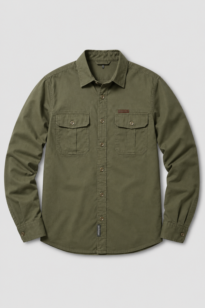 Camicia overshirt da uomo verde oliva | Vestibilità regular e stile casual