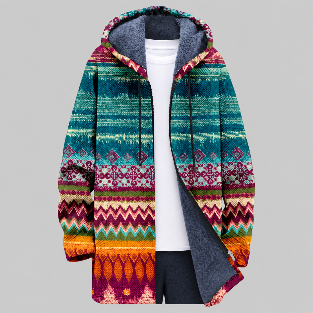 Phoenix | Manteau à capuche à bande à motifs