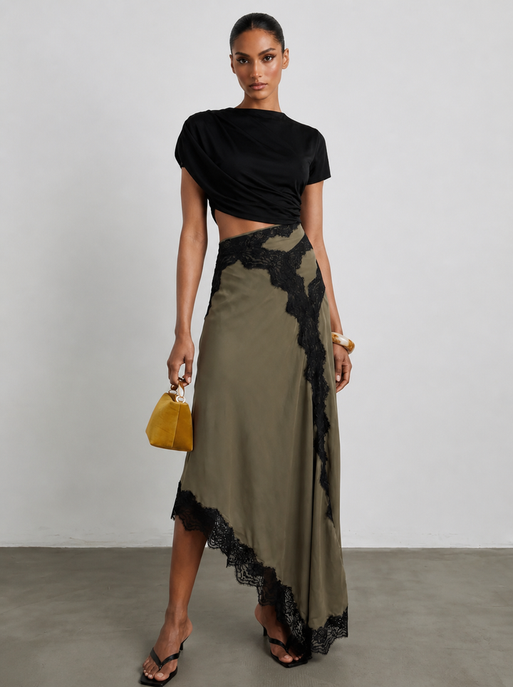 Olive | Conjunto de top de encaje y falda larga de edición limitada
