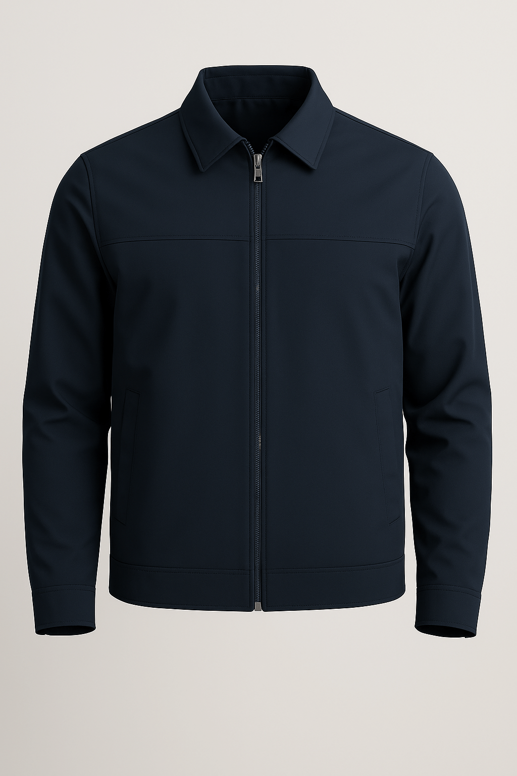 Casaco Azul-Marinho de Homem com Fecho | Corte Regular Casual para o Dia a Dia