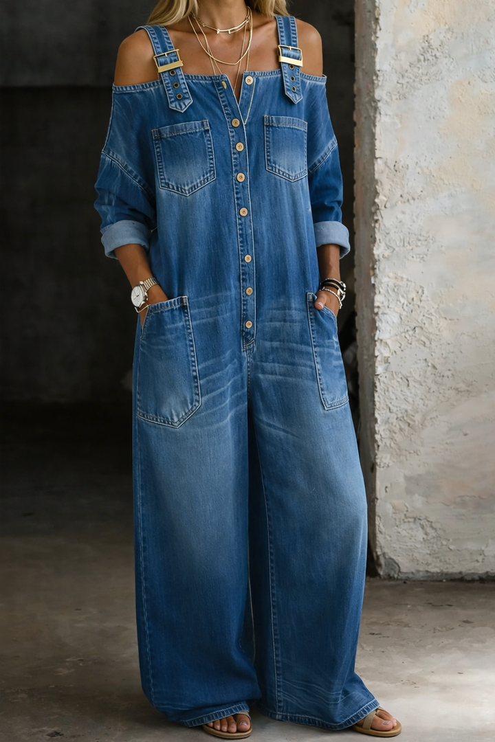 Sophie | Off Shoulder Denim Jumpsuit