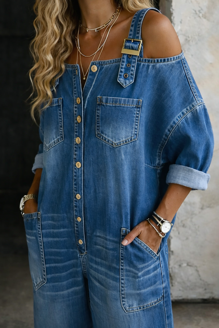 Sophie | Off Shoulder Denim Jumpsuit