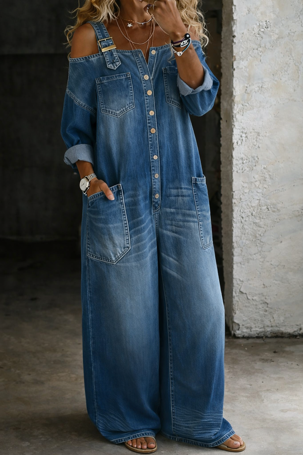 Sophie | Off Shoulder Denim Jumpsuit