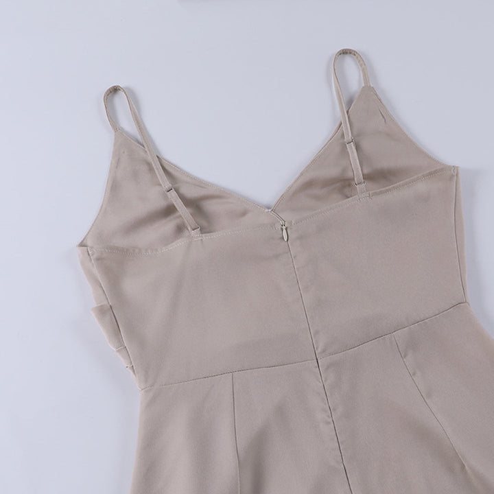 Satin-Look Sleeveless V-Neck Dress