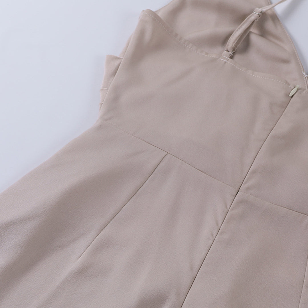 Satin-Look Sleeveless V-Neck Dress