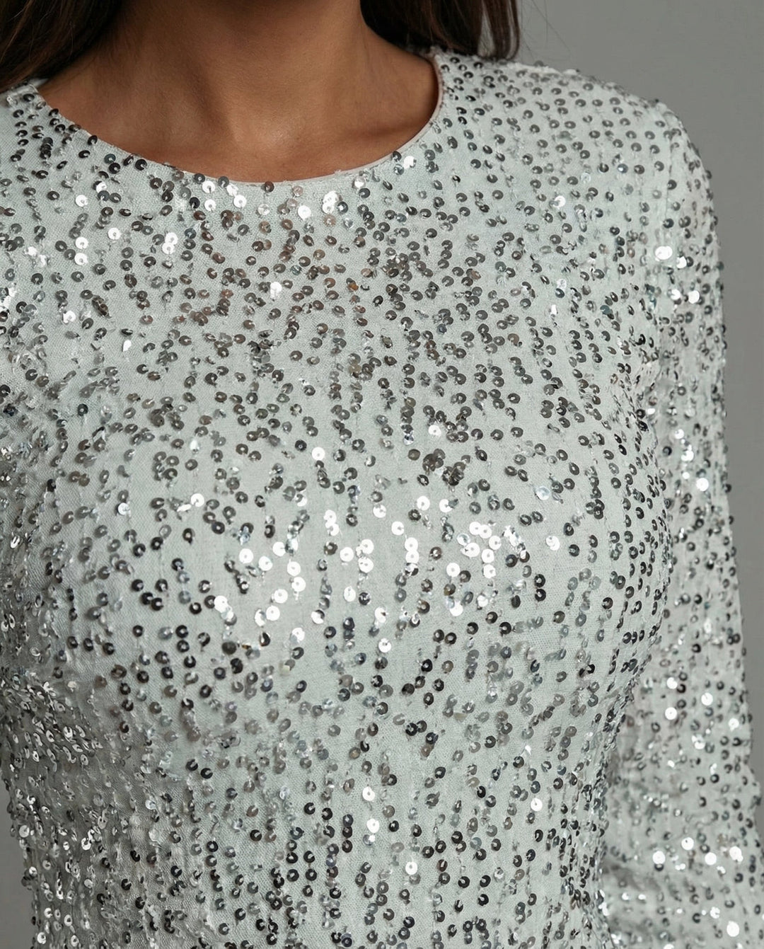 Sequin Long Sleeve Mini Dress With Open Back