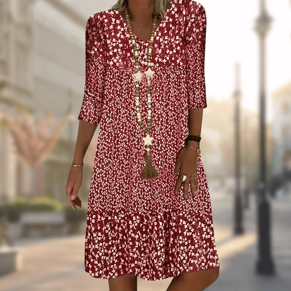 Floral V-Neck Midi Dress