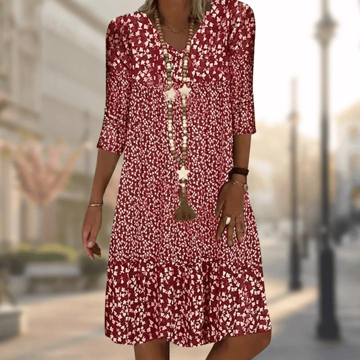 Floral V-Neck Midi Dress