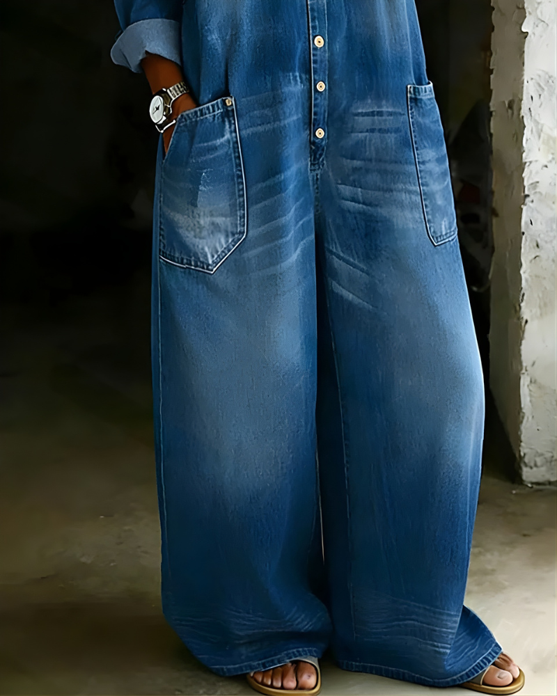 Sadi | Tuta in denim con spalle scoperte