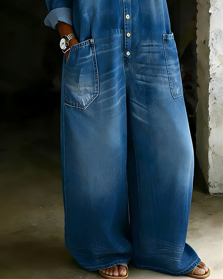 Sadi | Tuta in denim con spalle scoperte