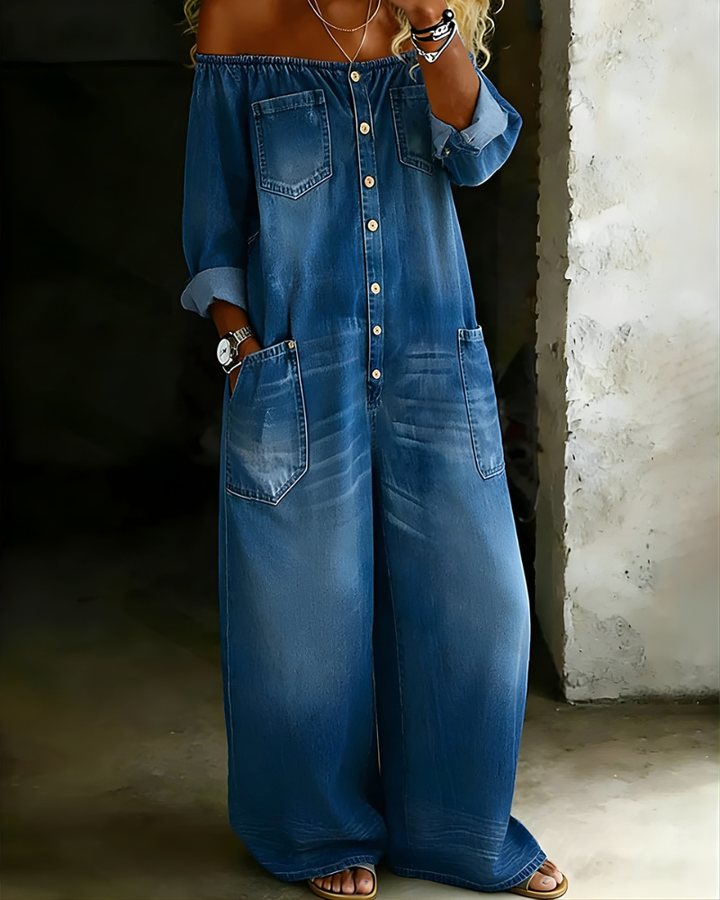 Sadi | Tuta in denim con spalle scoperte