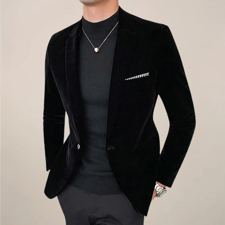Blazer justo de veludo | Corte de alfaiataria e estilo formal
