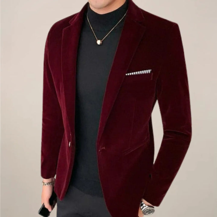 Blazer justo de veludo | Corte de alfaiataria e estilo formal