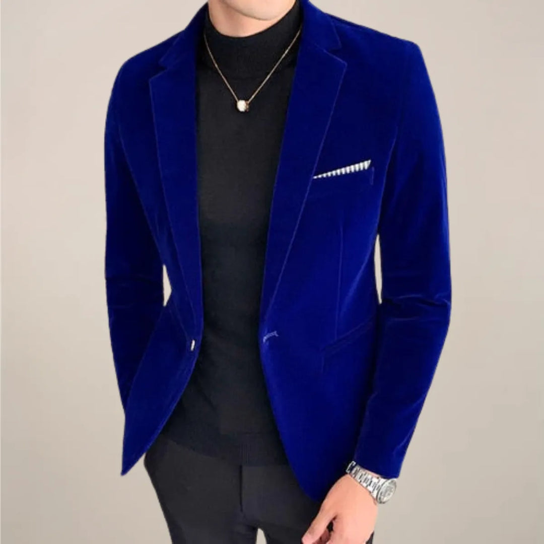 Blazer justo de veludo | Corte de alfaiataria e estilo formal