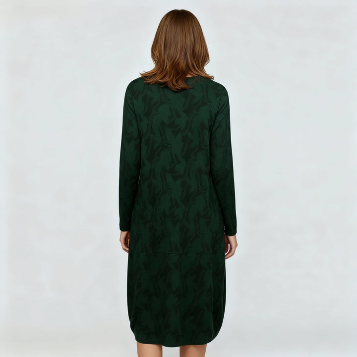 Textured Leaf Pattern Midi Dress