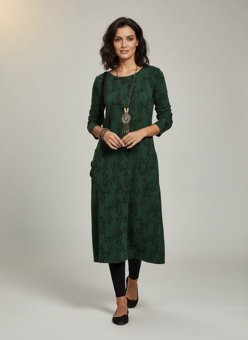 Printed winter knit dress