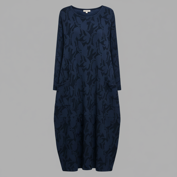 Textured Leaf Pattern Midi Dress