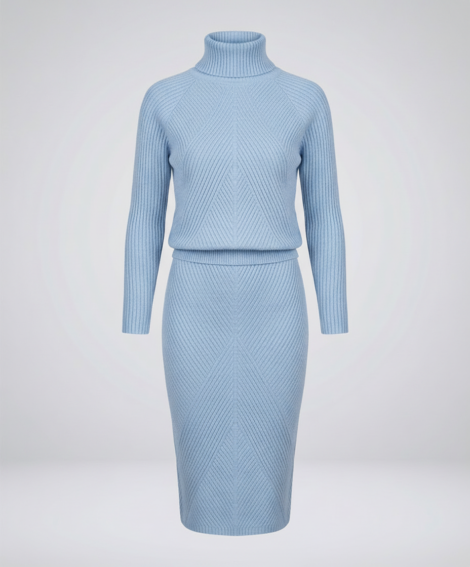 Knit Midi Dress with Turtleneck
