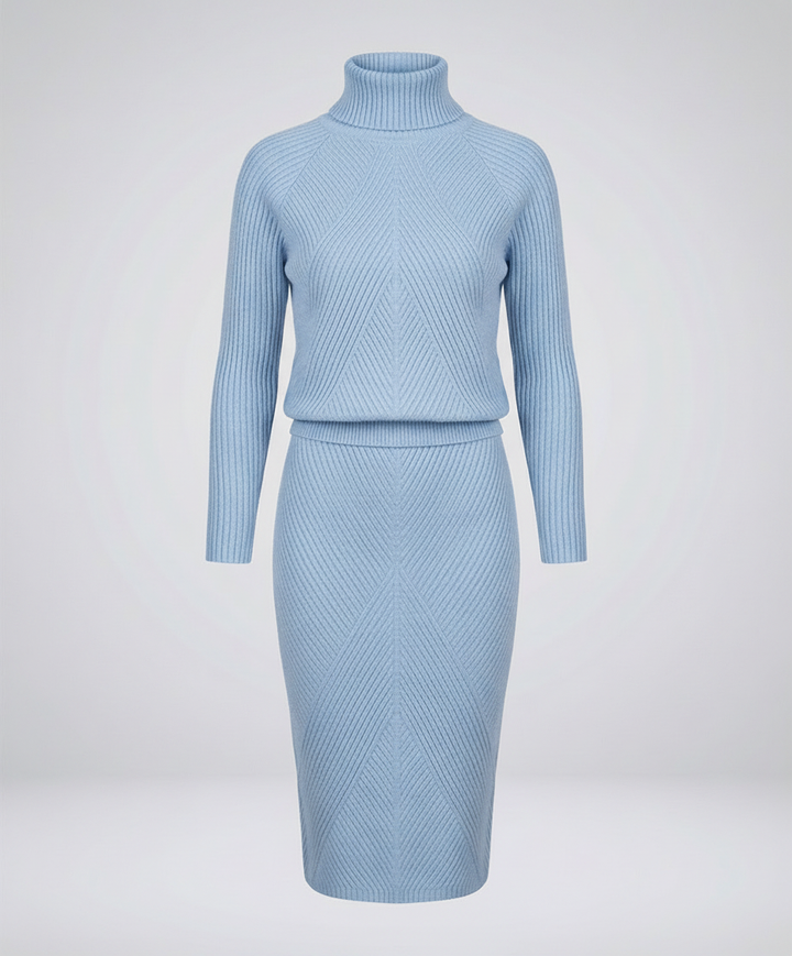 Knit Midi Dress with Turtleneck