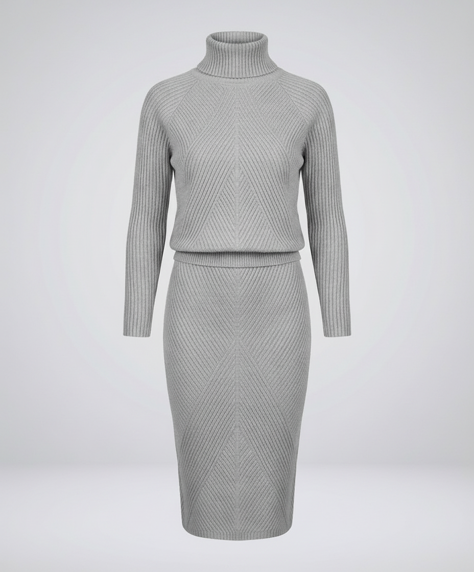 Knit Midi Dress with Turtleneck