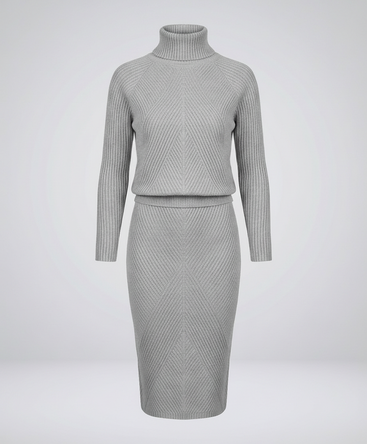 Knit Midi Dress with Turtleneck