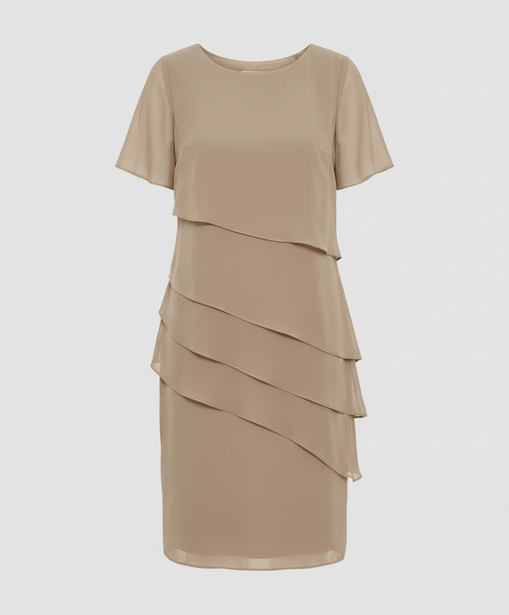 Layered Ruffle Sheer Sleeve Dress