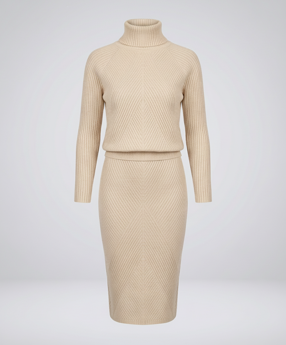 Knit Midi Dress with Turtleneck