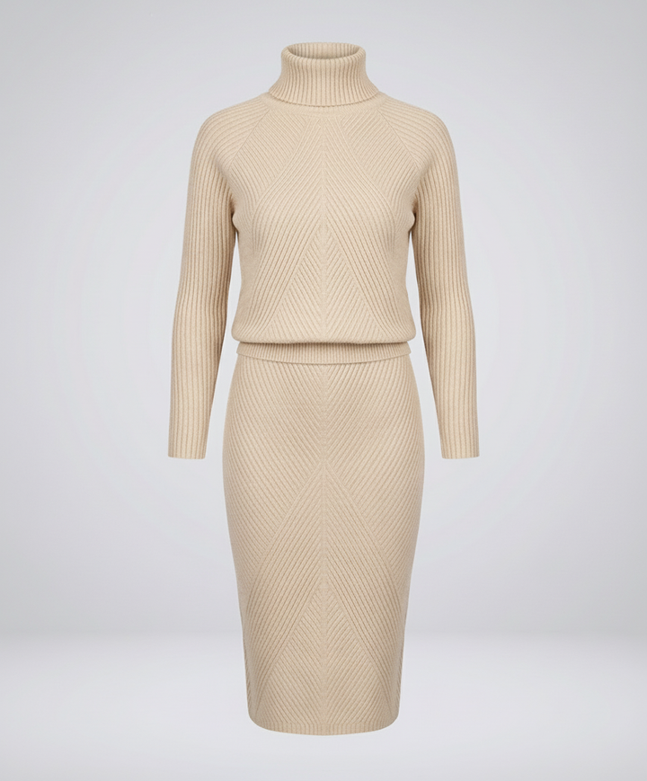 Knit Midi Dress with Turtleneck