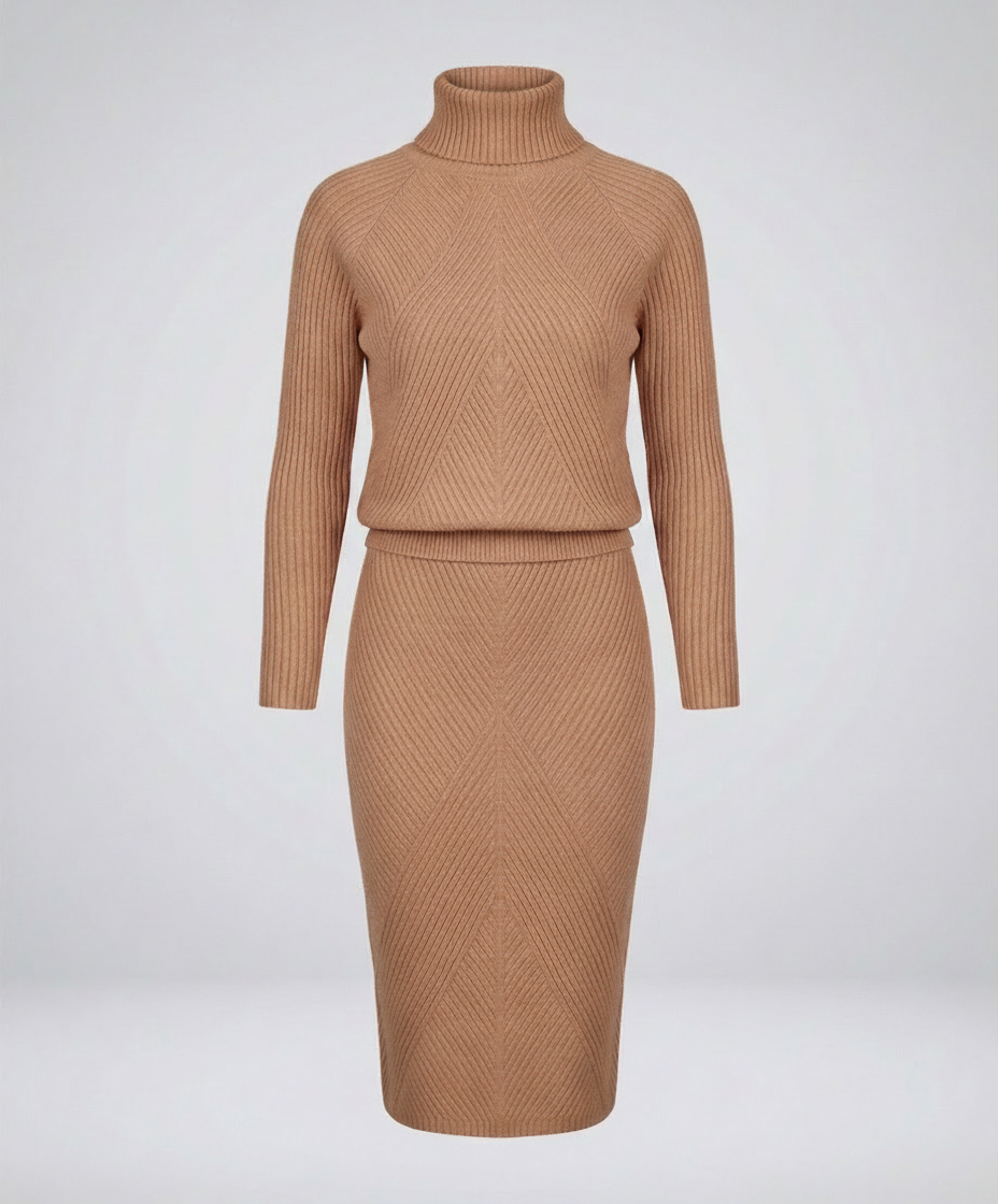 Knit Midi Dress with Turtleneck