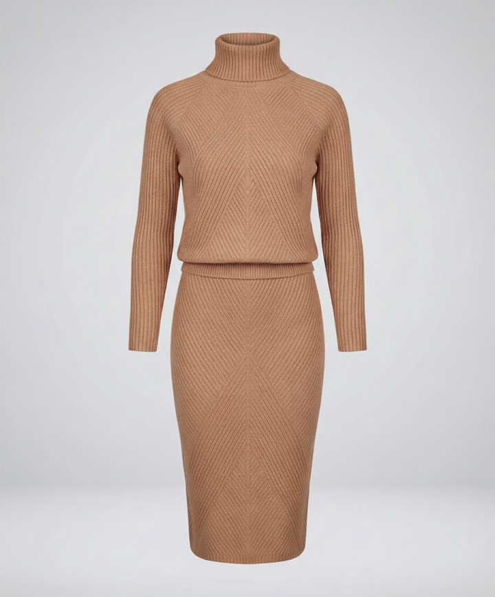 Knit Midi Dress with Turtleneck
