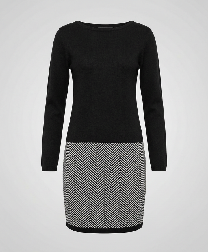 Long Sleeve Houndstooth Knit Dress