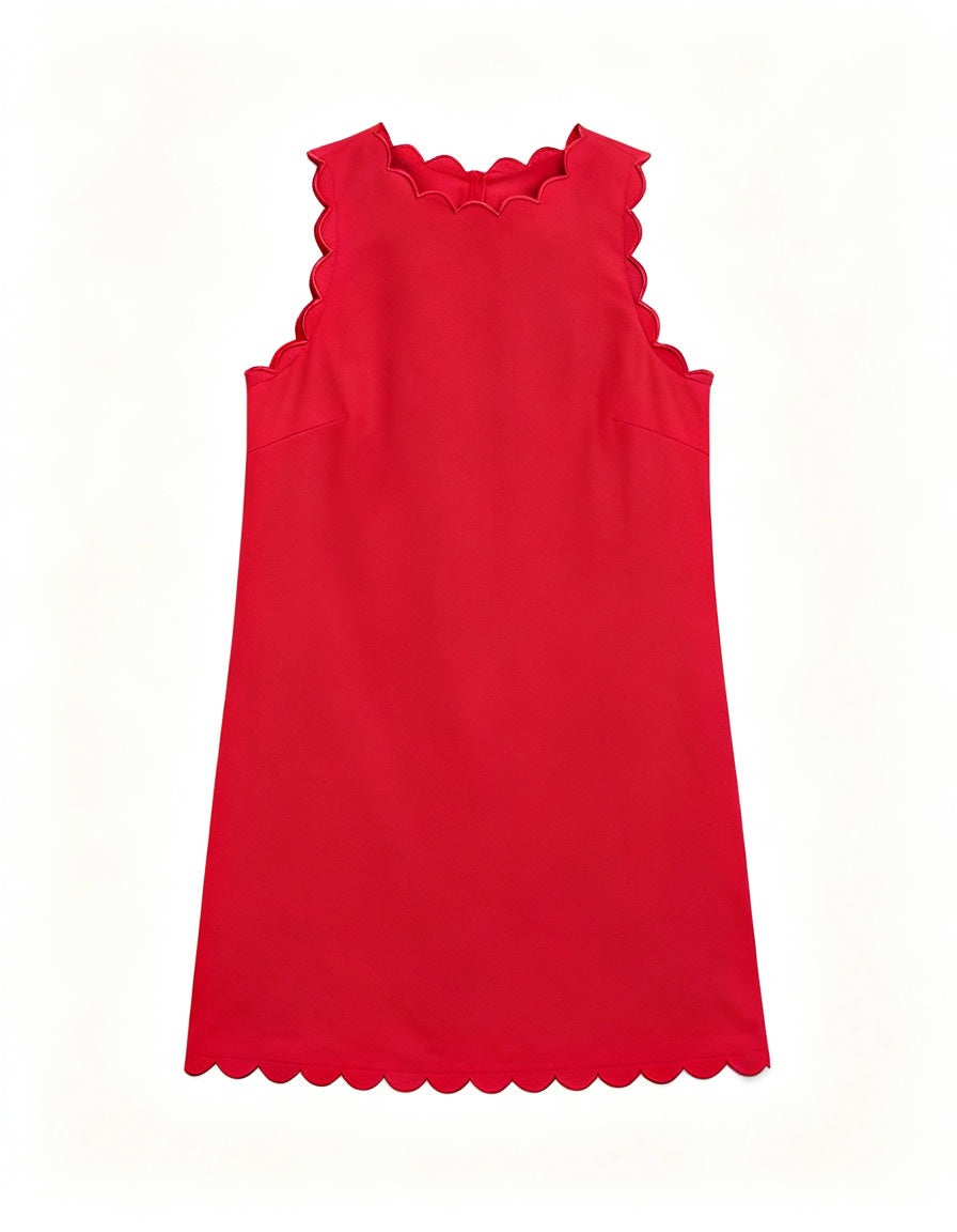 Sleeveless Scalloped Mini Dress