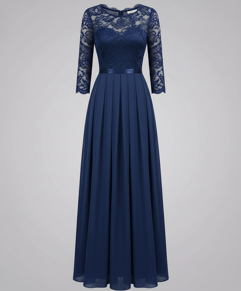 Elegant Lace Bodice Maxi Dress