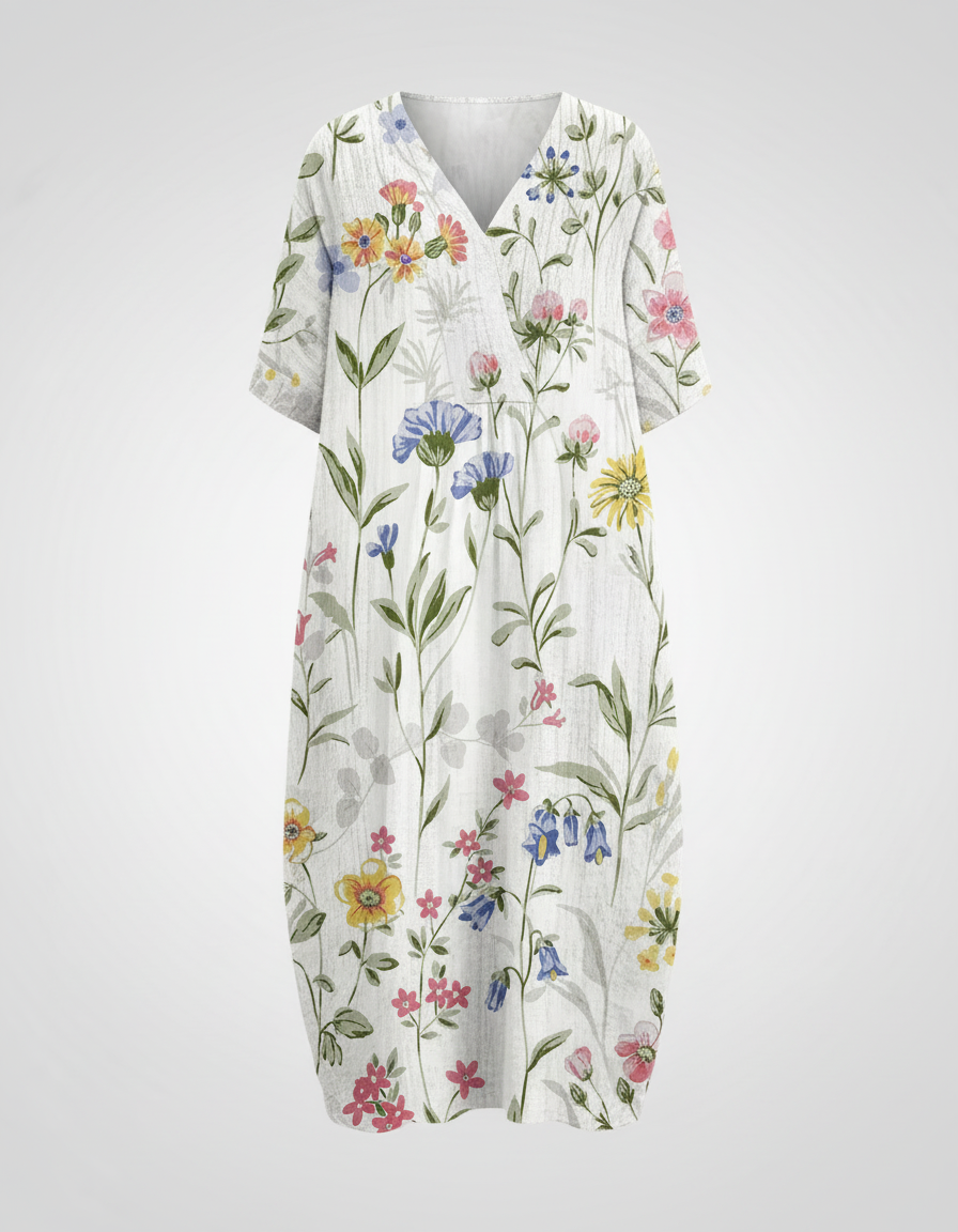 Floral V-Neck Midi Dress